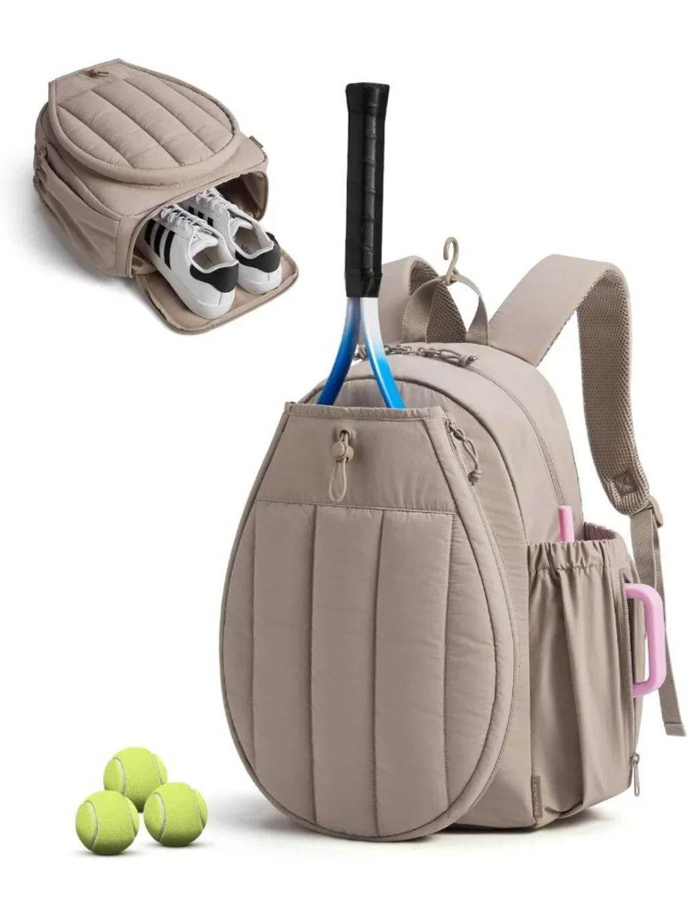 Stylish Quilted Tennis Gym Bag & Laptop Backpack for Women - Perfect for